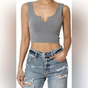 Rue21 Gray Ribbed Crop Tank Top